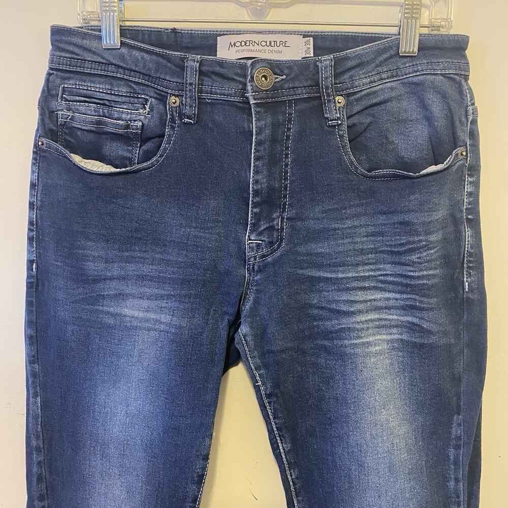 ModernCulture Performance Denim Mens Jean 30x30 Skinny Straight Stretch DarkBlue - Picture 9 of 11